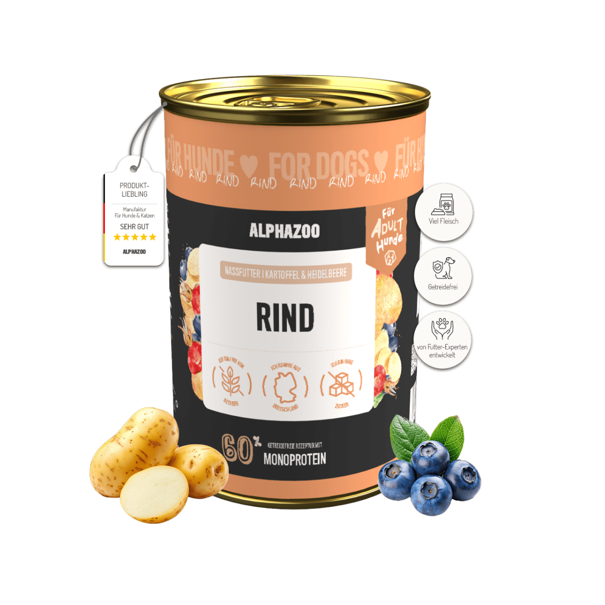 Monoprotein Rind Nassfutter für Hunde