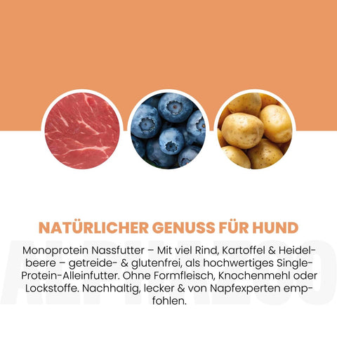 Monoprotein Rind Nassfutter für Hunde