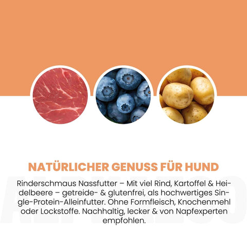 Monoprotein beef wet food for dogs