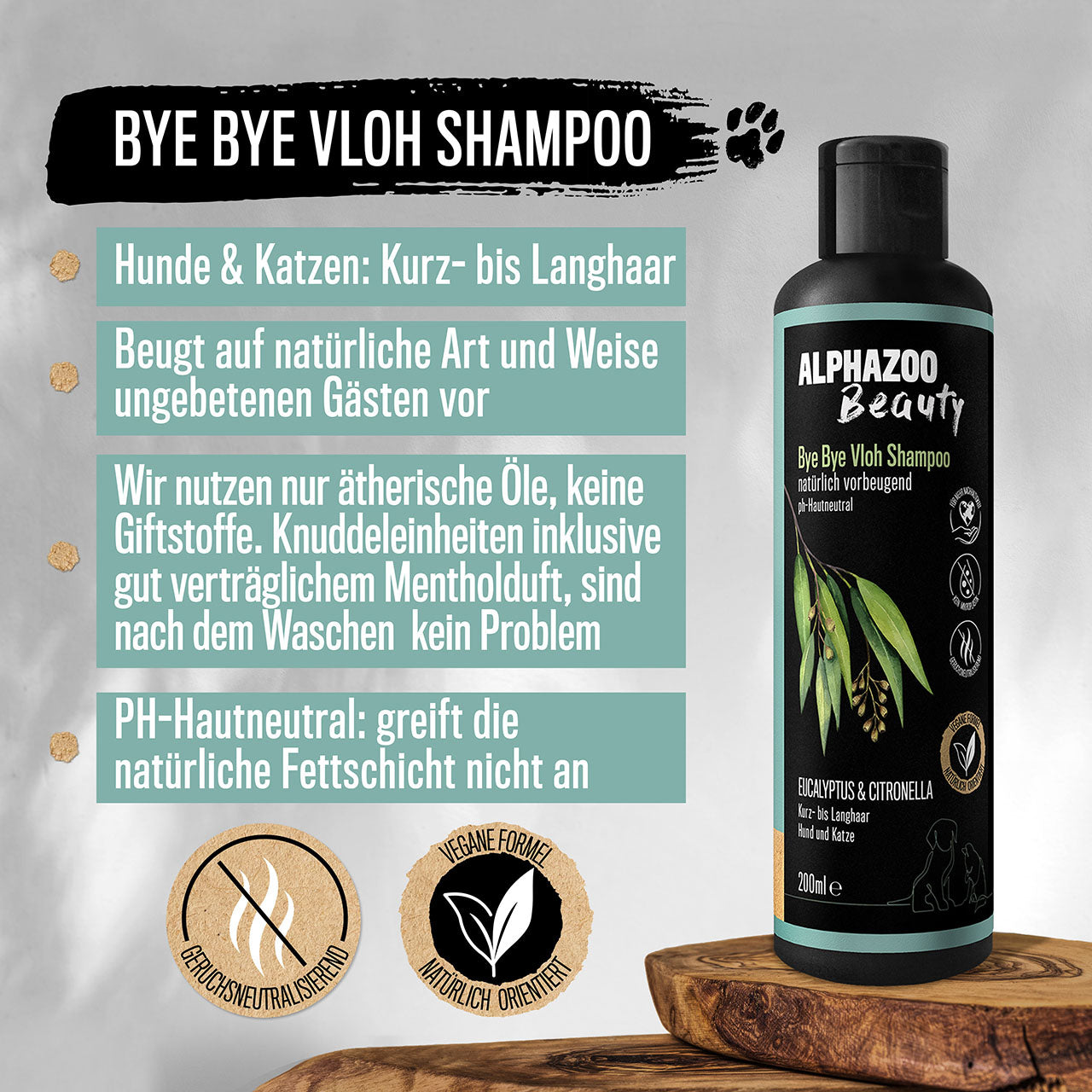 Bye-Bye-Vloh Flohshampoo 200ml für Hunde I Sanftes Hundeshampoo