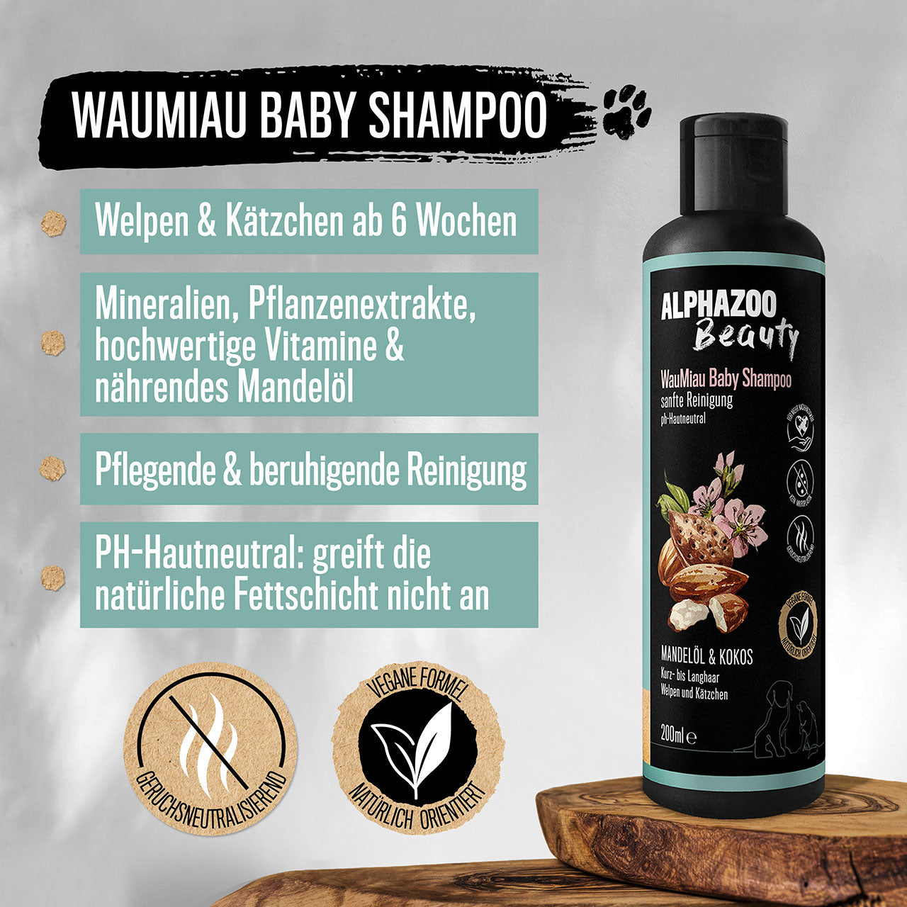 Wau Miau Baby Shampoo 200ml für Hunde & Katzen I Kitten- & Welpenshampoo