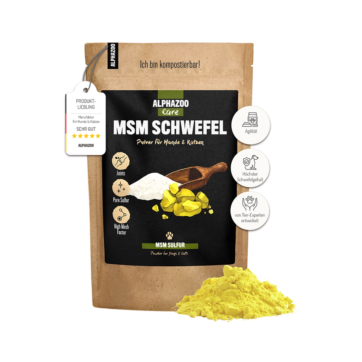
                    MSM powder for dogs & cats I Organic sulfur for agility MSM powder – supports healthy joint function
                    