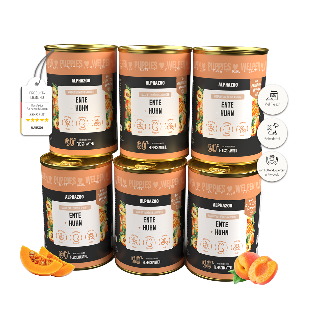 Ente + Huhn Nassfutter für Welpen alphazoo Nassfutter mit Ente + Huhn - Welpenfutter ohne Getreide