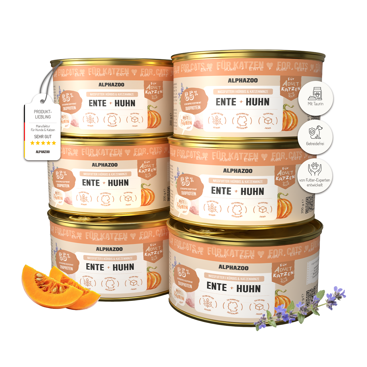 Ente + Huhn Nassfutter für Katze alphazoo Nassfutter mit Ente + Huhn - Duoprotein für Katzen