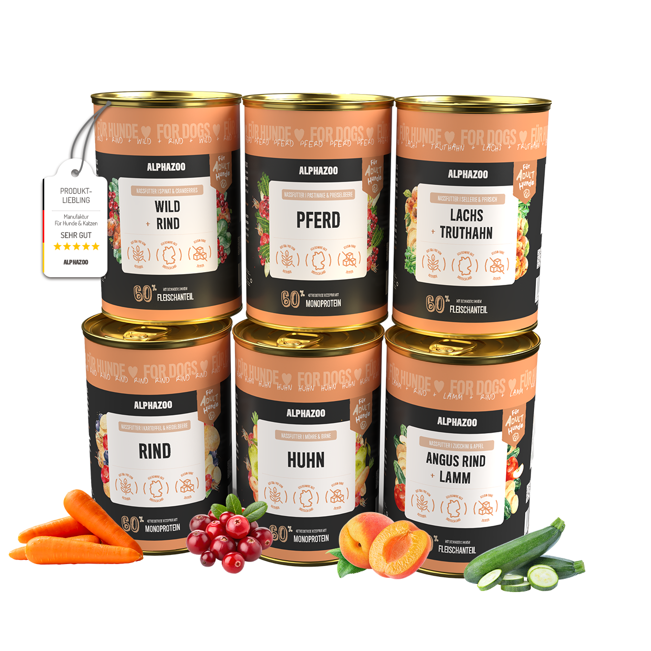 Probierschmaus Hund alphazoo Probierschmaus Nassfutter für Hunde - Probierpaket 6er