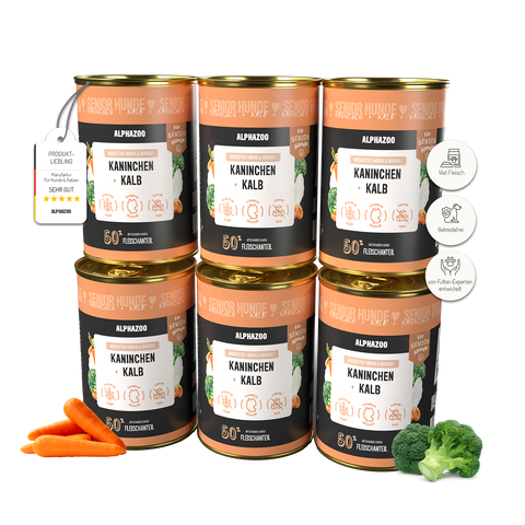 Rabbit and veal wet food for senior dogs