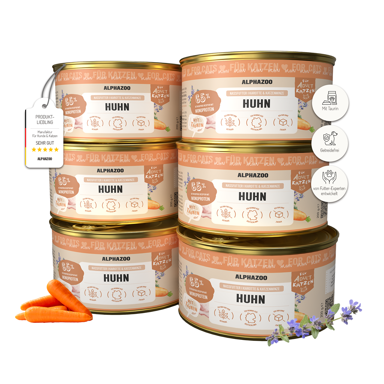 Monoprotein Huhn Nassfutter für Katze alphazoo Monoprotein Huhn mit Lachsöl - Nassfutter für Katzen