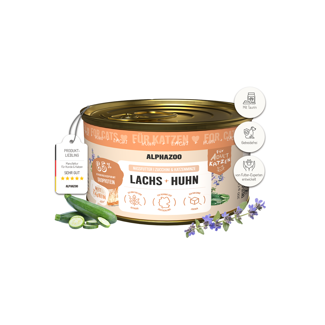 
                      Lachs + Huhn Nassfutter für Katze alphazoo Nassfutter Lachs + Huhn - Duoprotein für Katzen
                      