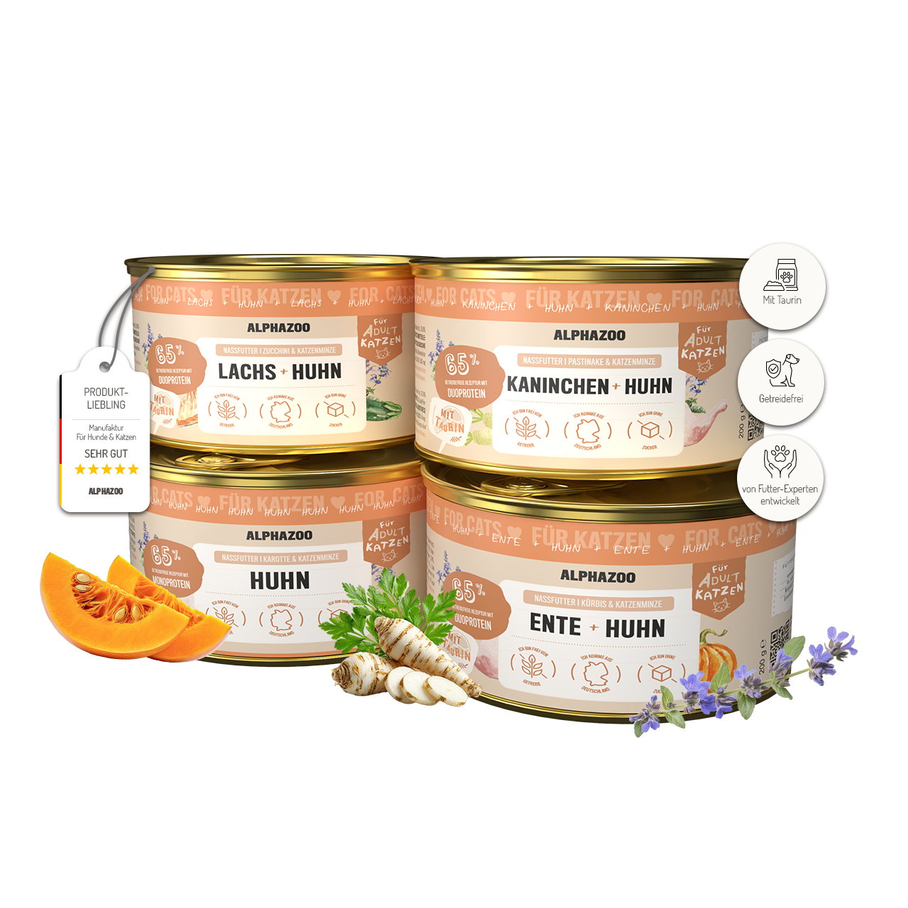 
                    Probierschmaus Katze alphazoo Probierschmaus Nassfutter für Katzen - 4 leckere Sorten
                    