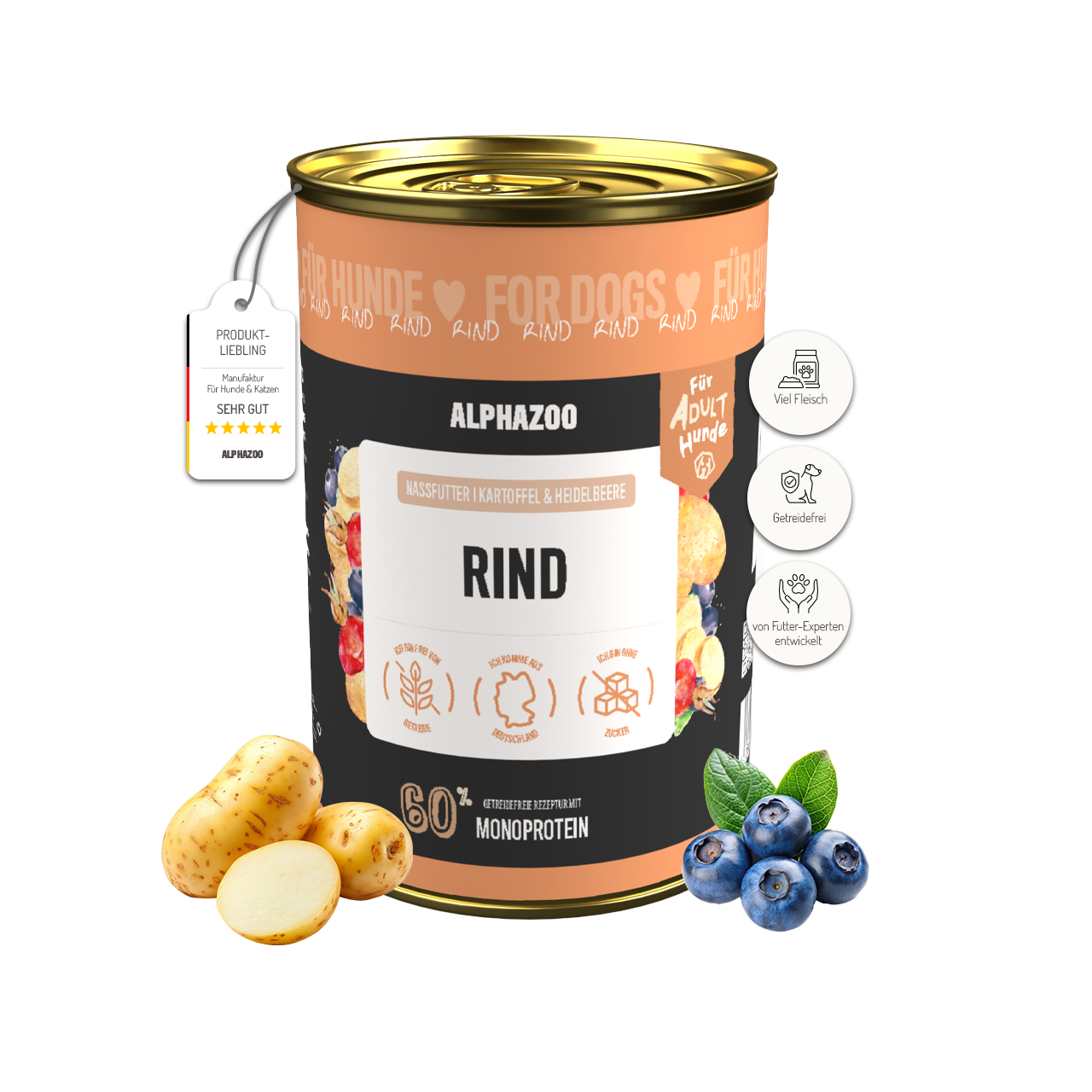 Monoprotein Rind Nassfutter für Hunde