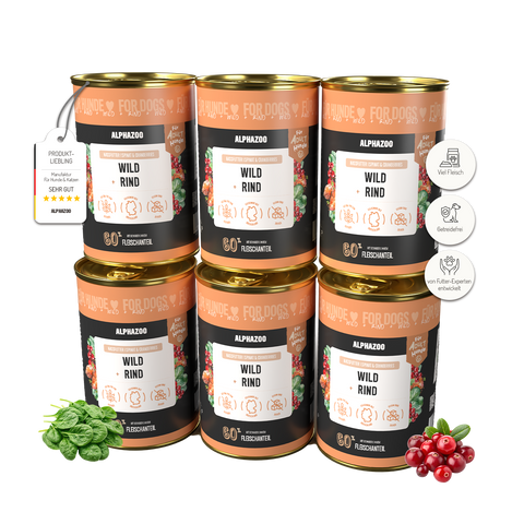 Wild game + beef wet food for adult dogs