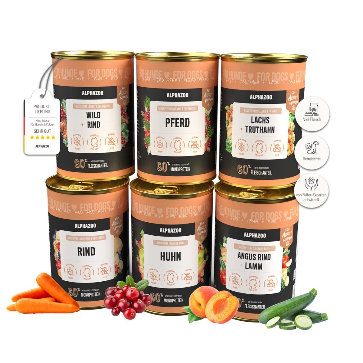 
                    Probierschmaus Hund  6x400g alphazoo Probierschmaus Nassfutter für Hunde - Probierpaket 6er
                    