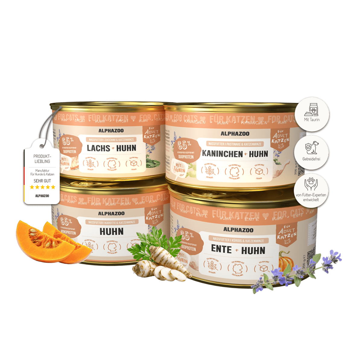 
                      Cat Taster Set 4 x 200g alphazoo Sampler Wet Food for Cats - 4 delicious varieties
                      