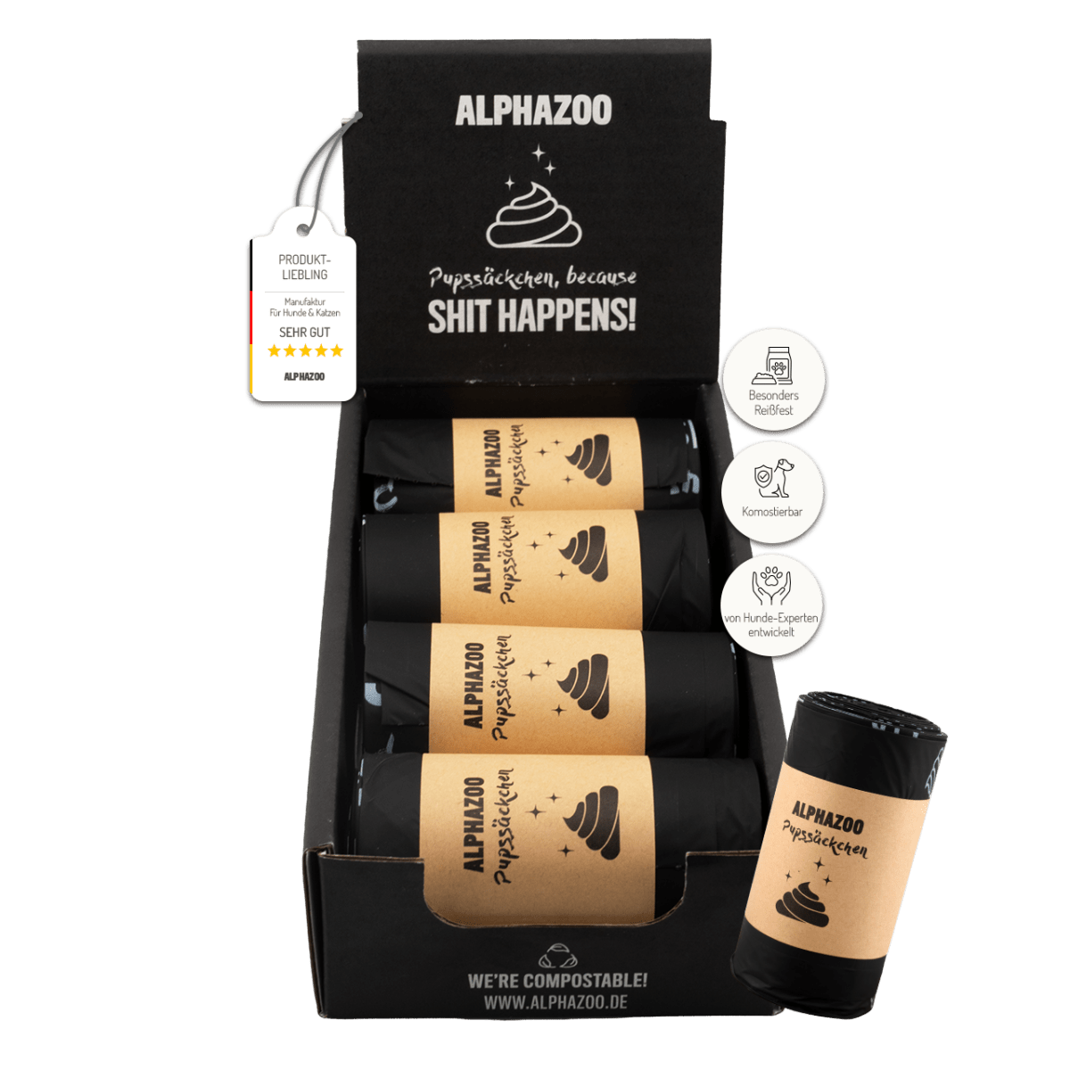 
                      Pupssäckchen Kotbeutel Kompostierbare Hundekotbeutel, nachhaltig & biologisch abbaubar
                      