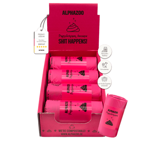 Pupssäckchen Kotbeutel Pink alphazoo Pupssäckchen - kompostierbare Hundekotbeutel, plastikfrei