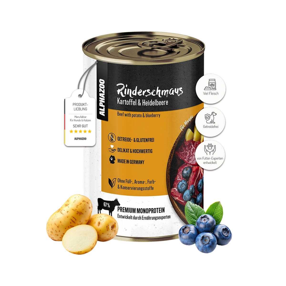 Rinderschmaus 400 g Rinderschmaus 400 g - Getreidefreies Nassfutter für Hunde