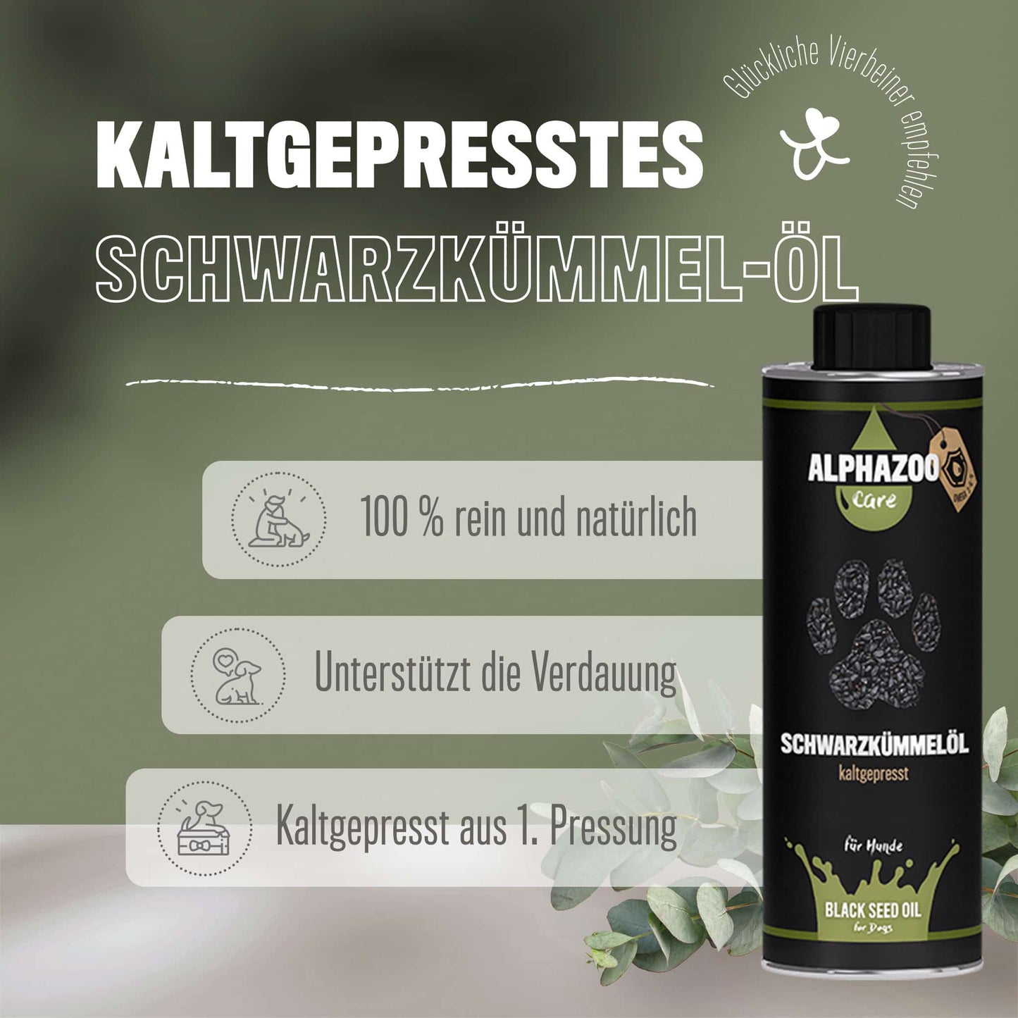 Premium Schwarzkümmelöl für Hunde I Echter Schwarzkümmel kaltgepresst