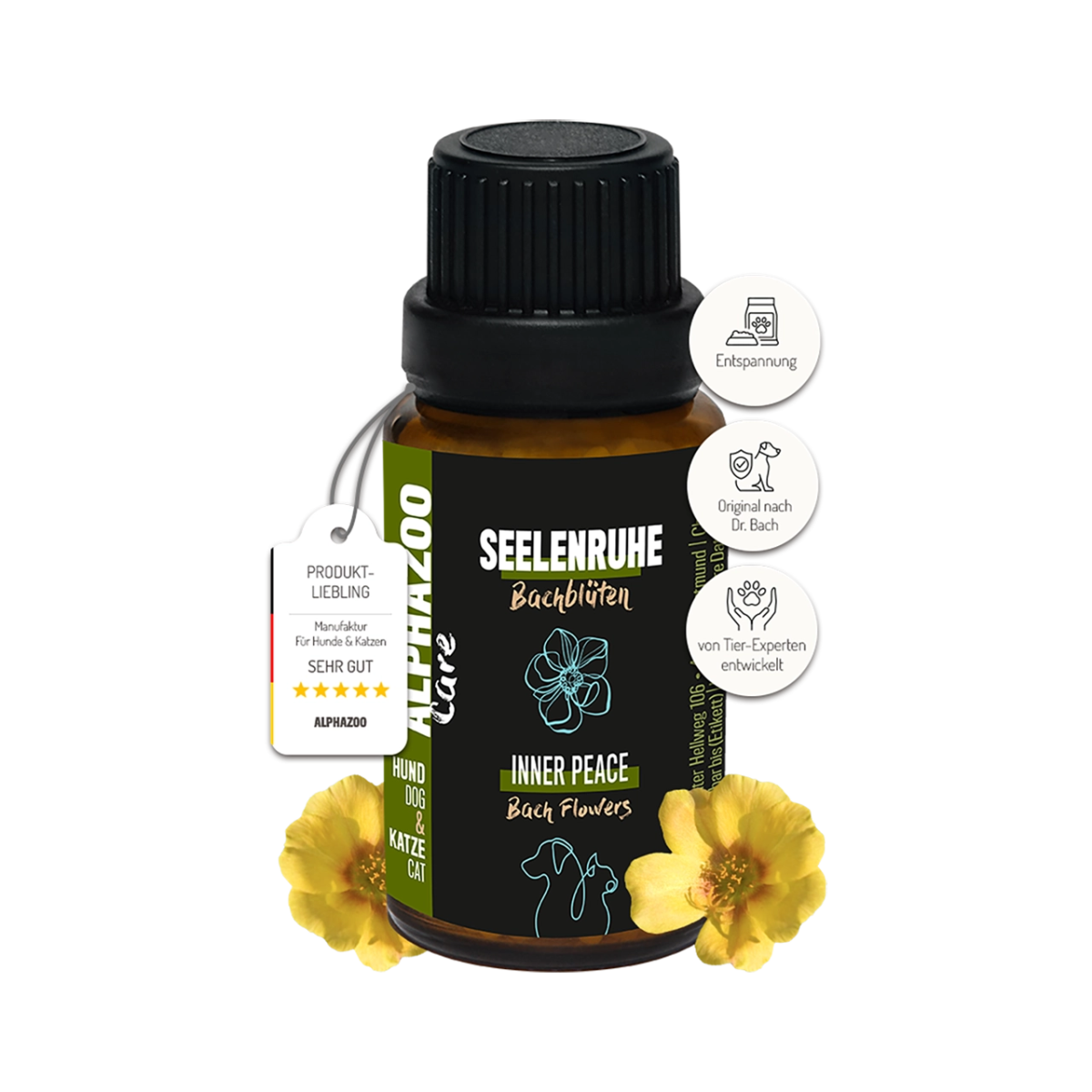 
                    Peace of mind Bach flowers 15g for dogs & cats I relaxation globules pastilles Bach Flower Remedies for Calm Soul 15g, gentle relaxation for dogs and cats in globule form
                    