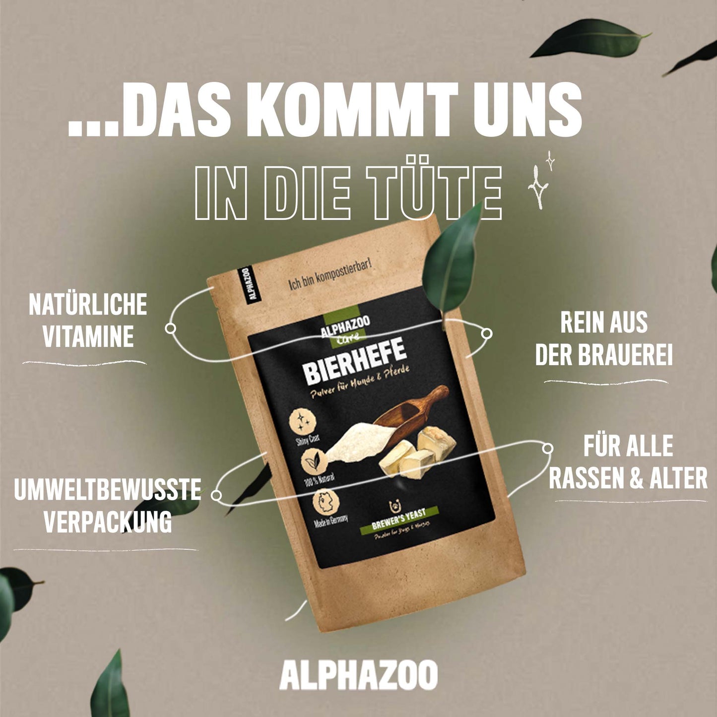 Bierhefe Pulver für Hunde & Katzen I Reine Hefe I Vitamin B Komplex