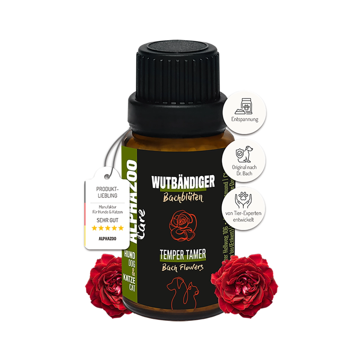 
                    Anger tamer Bach flowers 15g for aggressive dogs & cats I barking & biting Anger-taming Bach flower globules. Gentle support to promote balance and inner peace.
                    